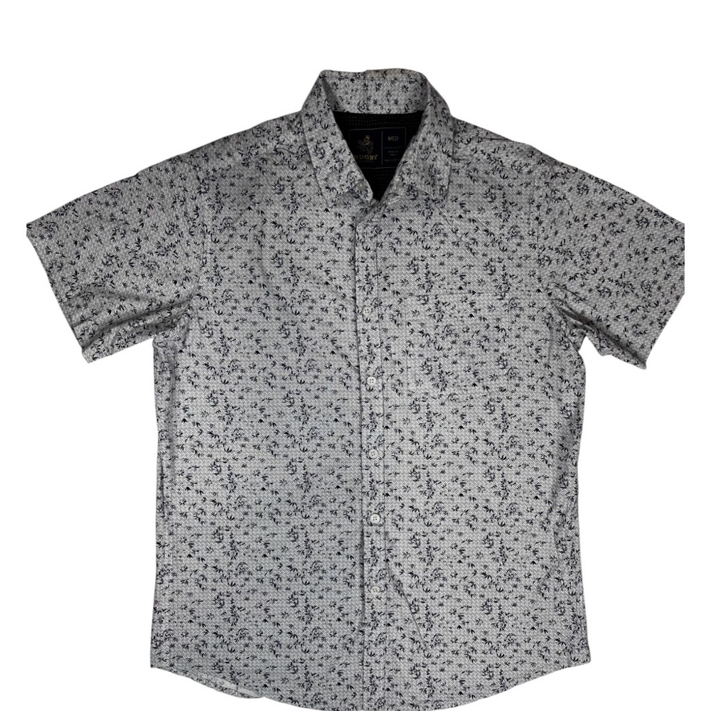 Rugby University Shirt Men’s Medium Blue Pattern Strirt-Short Sleeve 100% Cotton